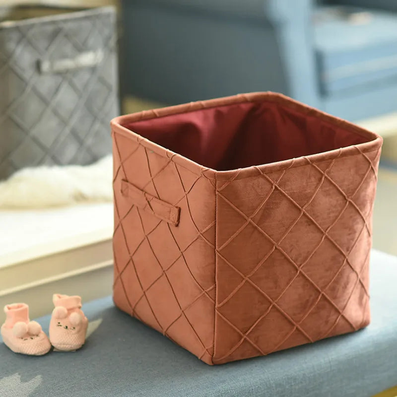 Cesta de terciopelo para guardar ropa, juguetes, organizar, contenedor, moderna, sencilla, de lujo, artística, para decoración de habitaciones.