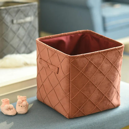 Cesta de terciopelo para guardar ropa, juguetes, organizar, contenedor, moderna, sencilla, de lujo, artística, para decoración de habitaciones.