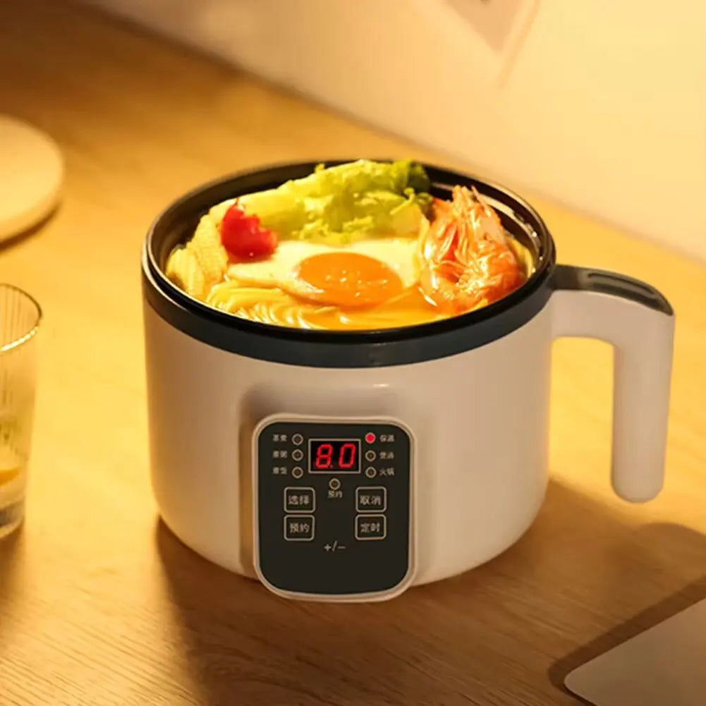 Máquina de cocina eléctrica doméstica para 1-2 personas, olla caliente, estofado, huevos, sopa, sartén antiadherente, olla arrocera eléctrica multifunción