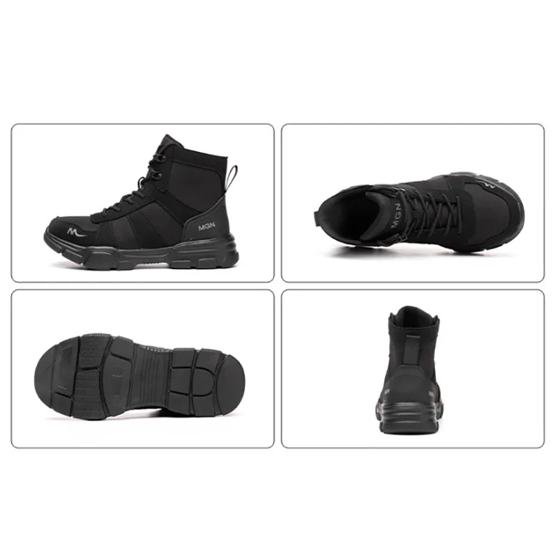 Botas de trabajo, zapatos de seguridad indestructibles, zapatos con punta de acero para hombre, zapatillas antipinchazos, zapatos de trabajo antideslizantes para mujer, botas tácticas para hombre