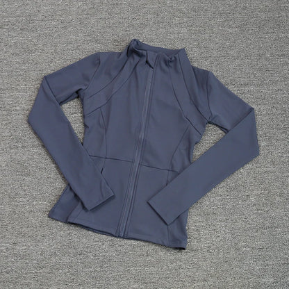 Chaqueta deportiva para mujer, camiseta de yoga, ajustada, de manga larga, para correr, pilates y fitness