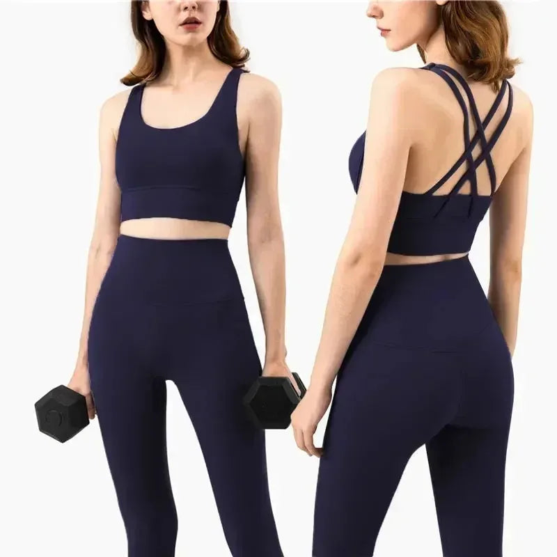 Women's Naked Feeling Sports Bra and Leggings Set - 2 Piece Gym Outfit for Fitness, Yoga Clothes Leggings and Tops Workout Suits