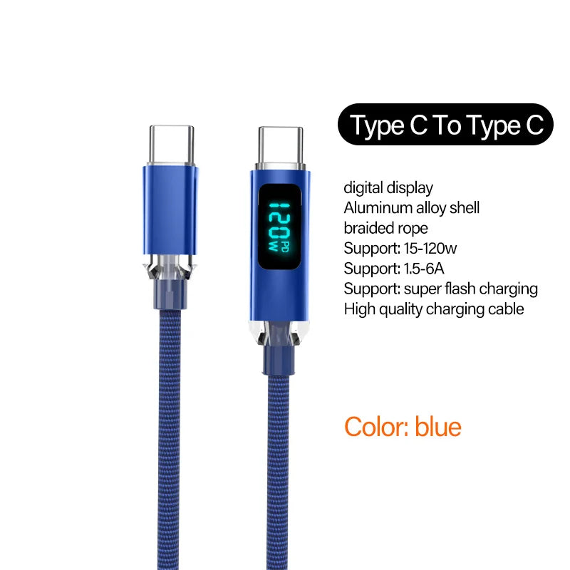 Cable USB tipo C JINMUXI PD de 120 W a USB C de 6 A, cargador de carga rápida para OPPO, Realme, Huawei Poco, Samsung, iPhone 15, cable de pantalla 16