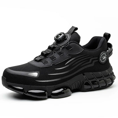 Zapatos de seguridad para hombre con botón giratorio, puntera de acero, zapatillas de trabajo indestructibles, botas de trabajo a prueba de perforaciones, calzado para hombre.