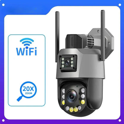 Cámara PTZ de 8 MP con zoom 50x, Wi-Fi, doble lente, 4K, zoom 20x, cámara de vigilancia exterior, visión infrarroja de largo alcance (120 m), compatible con ONVIF.