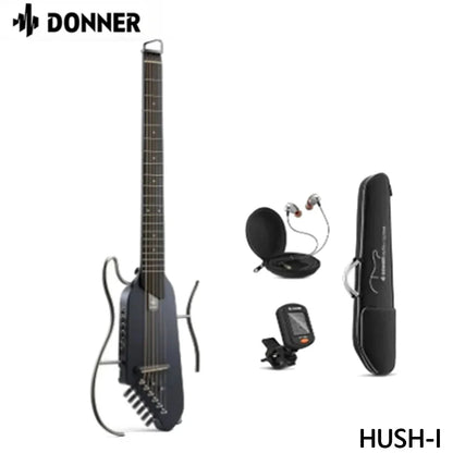 Donner HUSH-I Guitarra silenciosa inteligente de viaje, portátil, desmontable, guitarra folk de madera sin pala