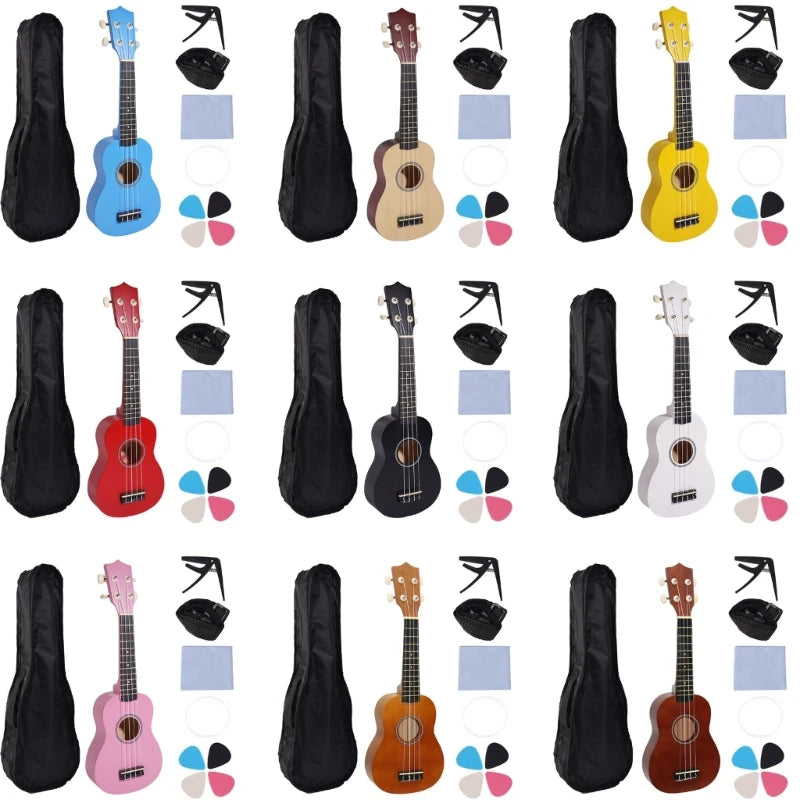 Ukelele de 21 pulgadas, instrumento musical educativo, juguete de guitarra acústica, textura para clases de música y práctica en casa.