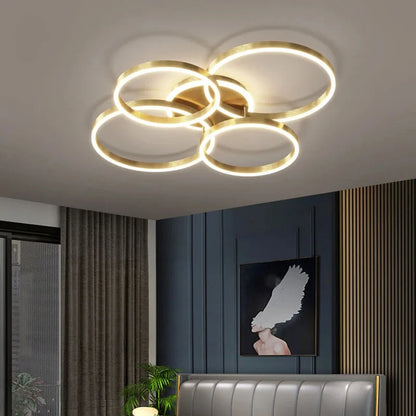 Lámparas de araña LED modernas, iluminación interior para sala de estar, estudio, dormitorio, lámparas de anillos redondos, lámparas de araña con lustre para vestíbulo, luminarias