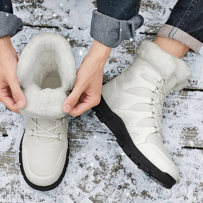 Nuevas botas de invierno para hombre, cálidas y afelpadas, hasta media pantorrilla, para exteriores, antideslizantes, impermeables, para nieve, zapatos de algodón a la moda para hombre.