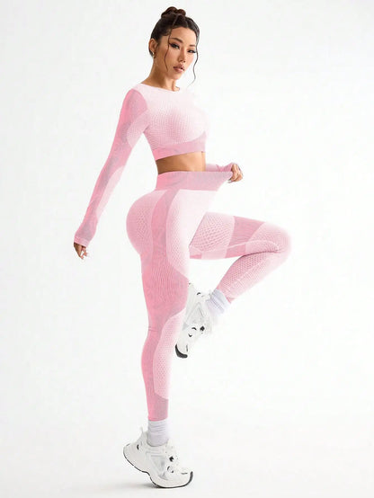 2 piezas, superventas, nuevo, deportivo, ajustado, para correr, transpirable, sin costuras, traje de yoga para mujer, traje de fitness al aire libre para mujer.
