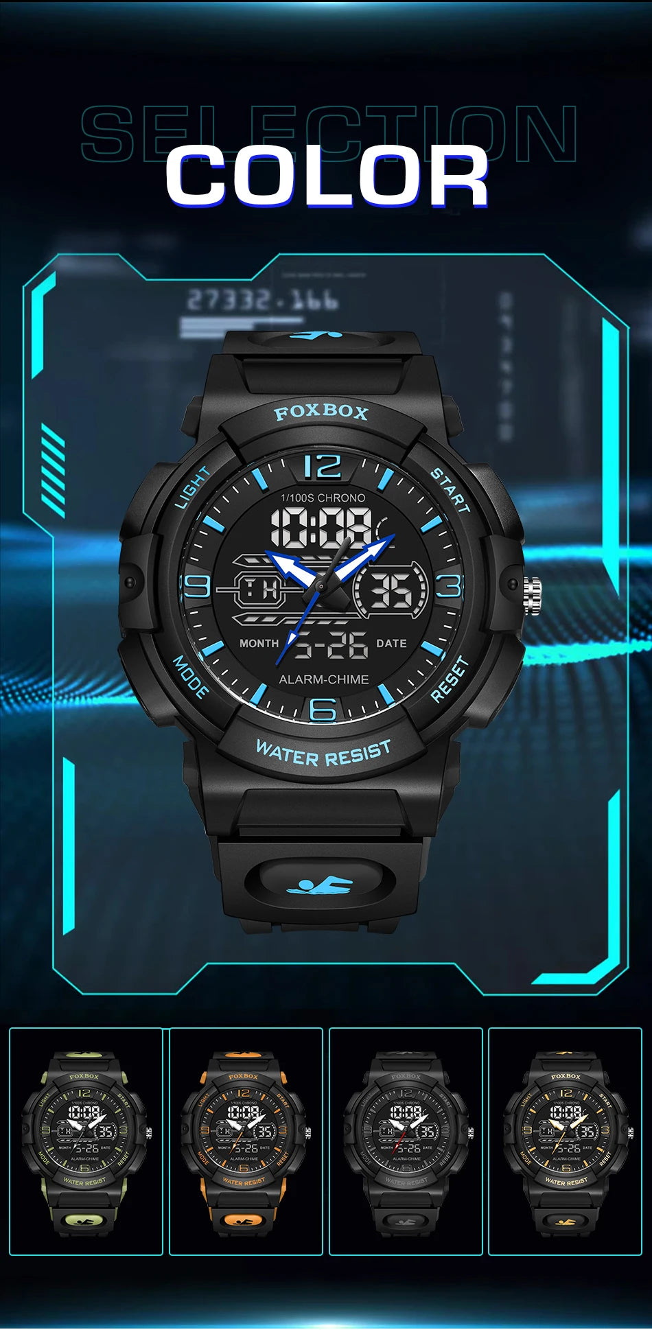 LIGE-Reloj de pulsera deportivo militar para hombre, nuevo, resistente al agua hasta 50 m, con alarma y pantalla LCD dual, de cuarzo