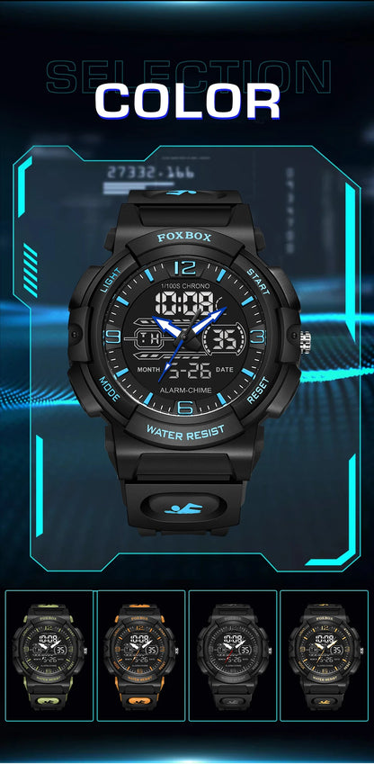 LIGE-Reloj de pulsera deportivo militar para hombre, nuevo, resistente al agua hasta 50 m, con alarma y pantalla LCD dual, de cuarzo