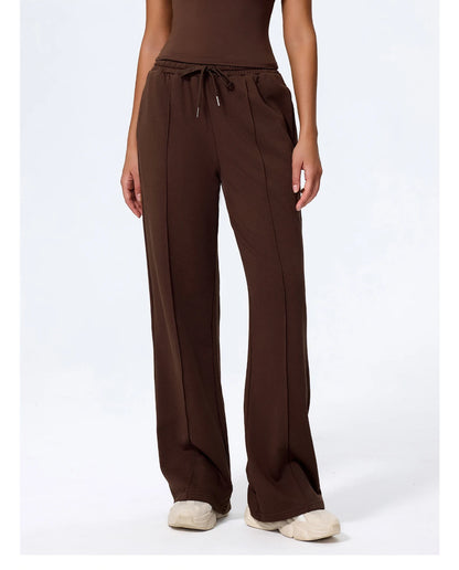 Pantalones largos de yoga para mujer, cálidos para invierno y otoño, para gimnasio, entrenamiento, estilo holgado, deportivos, de cintura alta, con cordón ajustable.