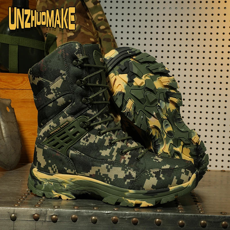 Botas tácticas de camuflaje para hombre, impermeables, para trabajo, seguridad, montañismo, botines, botas para exteriores.