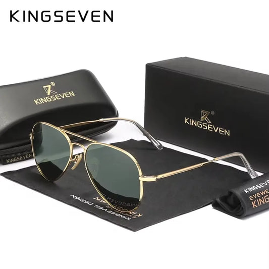 Gafas de sol KINGSEVEN Pilot de aleación, polarizadas, UV400, antirreflejos, montura completa, estilo chirivía, estilo retro de lujo para mujer