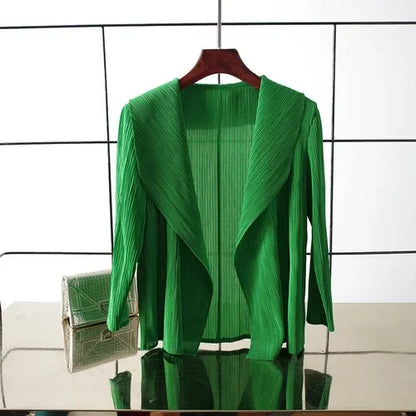 ALSEY Miyake - Cárdigan plisado de color liso para mujer, camiseta de verano, nuevas camisas y blusas holgadas, ropa estética holgada