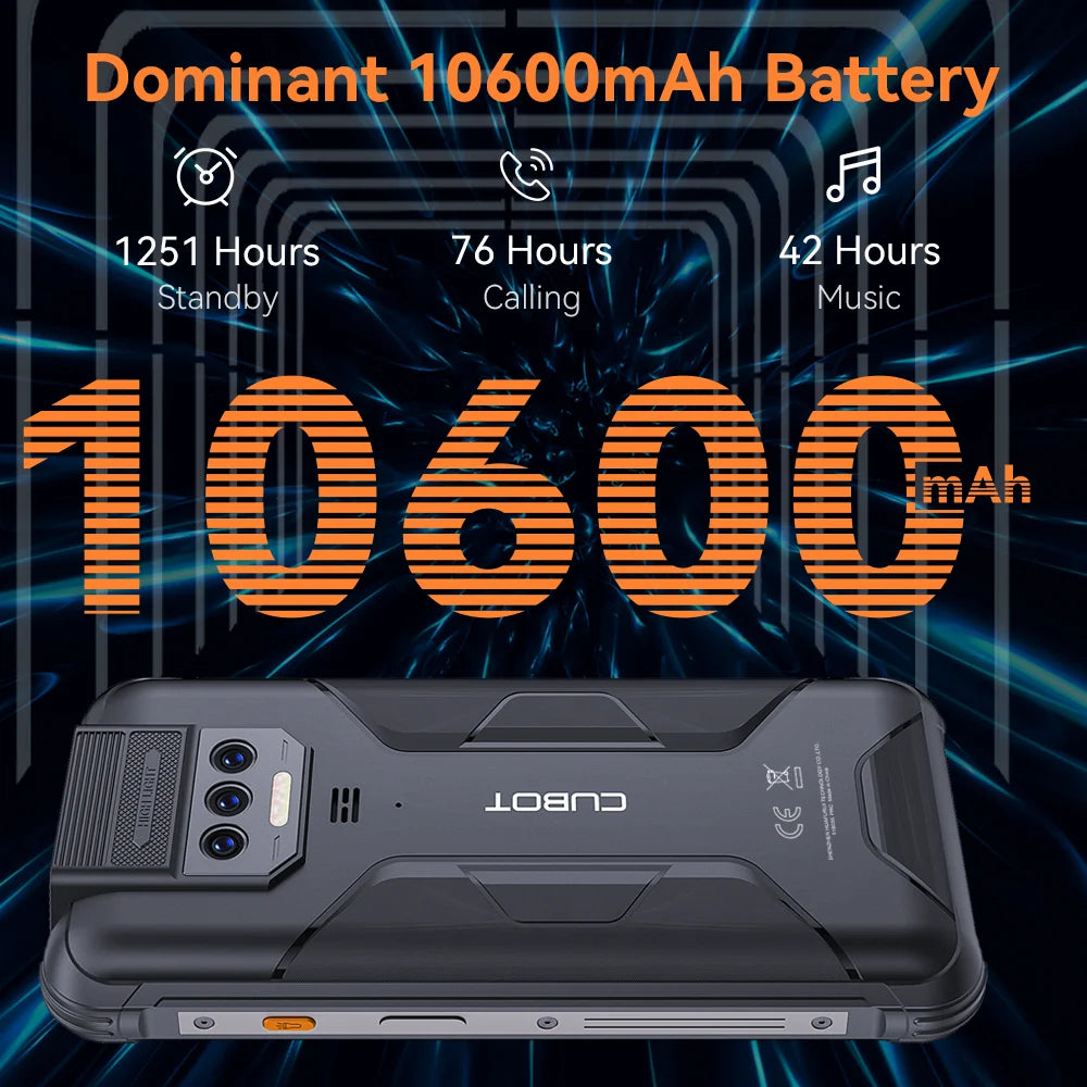 Cubot KingKong 8, smartphone Android resistente al agua y a los golpes, 12 GB de RAM (6 GB + 6 GB), 256 GB de ROM, batería de 10600 mAh, NFC, procesador de ocho núcleos, 4G, OTG.