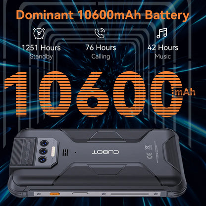 Cubot KingKong 8, smartphone Android resistente al agua y a los golpes, 12 GB de RAM (6 GB + 6 GB), 256 GB de ROM, batería de 10600 mAh, NFC, procesador de ocho núcleos, 4G, OTG.