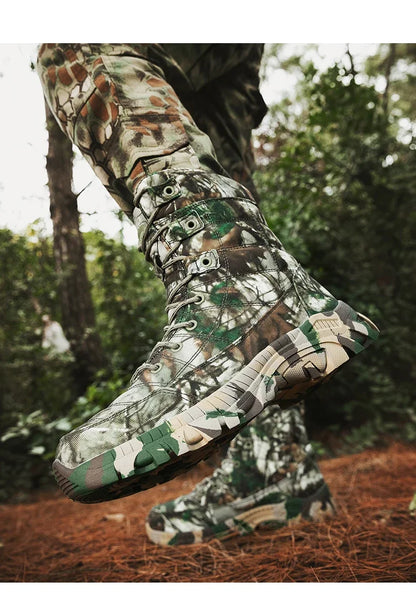 2024 Men boots Tactical Shoes High Top Hiking Durable  Anti-Slip Outdoor Climbing Trekking shoe Military Tactical Low Boots