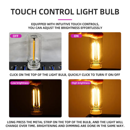 Luz nocturna USB con atenuación táctil, bombilla LED incandescente de filamento, iluminación interior de coche, lámpara de ambiente para sala de fiestas y coche.
