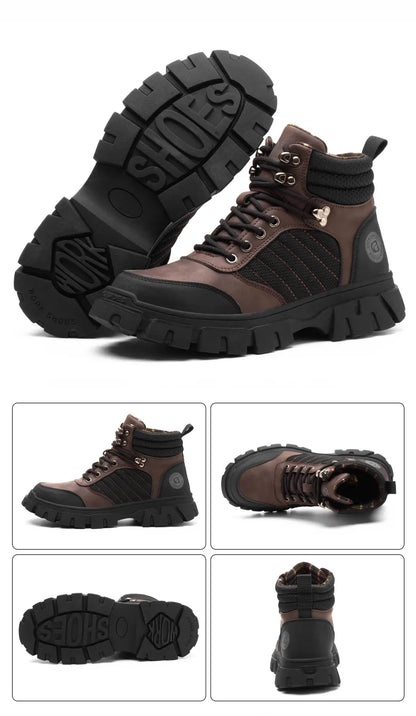 Zapatos de seguridad con puntera de acero para hombre, botas de trabajo indestructibles, zapatos de seguridad ligeros, zapatillas protectoras para caminar, antiaplastamiento y antipinchazos.