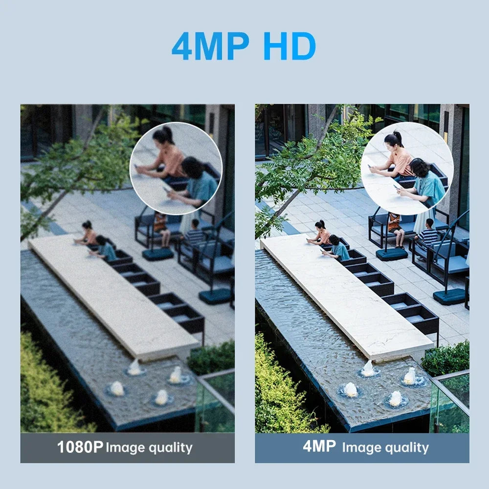 Cámara de seguridad exterior inalámbrica IP de 4 MP con alimentación solar, WiFi, batería de 7800 mAh, detección humana PIR y visión nocturna.