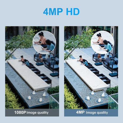 Cámara de seguridad exterior inalámbrica IP de 4 MP con alimentación solar, WiFi, batería de 7800 mAh, detección humana PIR y visión nocturna.