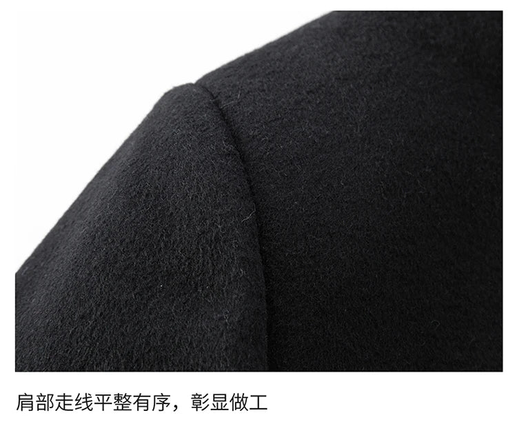 Abrigo largo de lana para hombre COMXZ, colección invierno 2025, gabardina de cachemir de diseño, chaqueta con capucha y forro de plumón de pato blanco, abrigo de lana de lujo