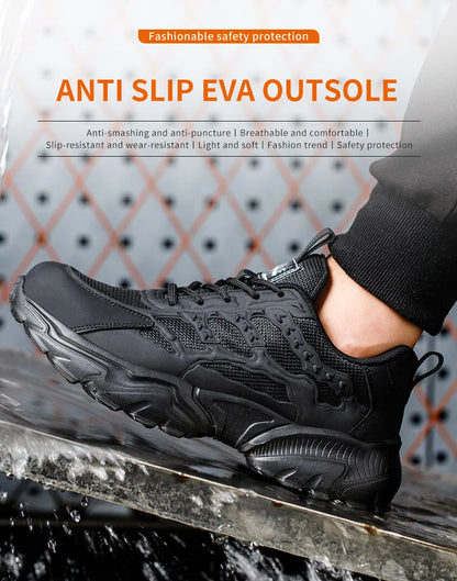 Zapatos de seguridad para hombre, ligeros, protectores, zapatillas de trabajo, calzado ligero y transpirable, zapatos de trabajo antiperforación.