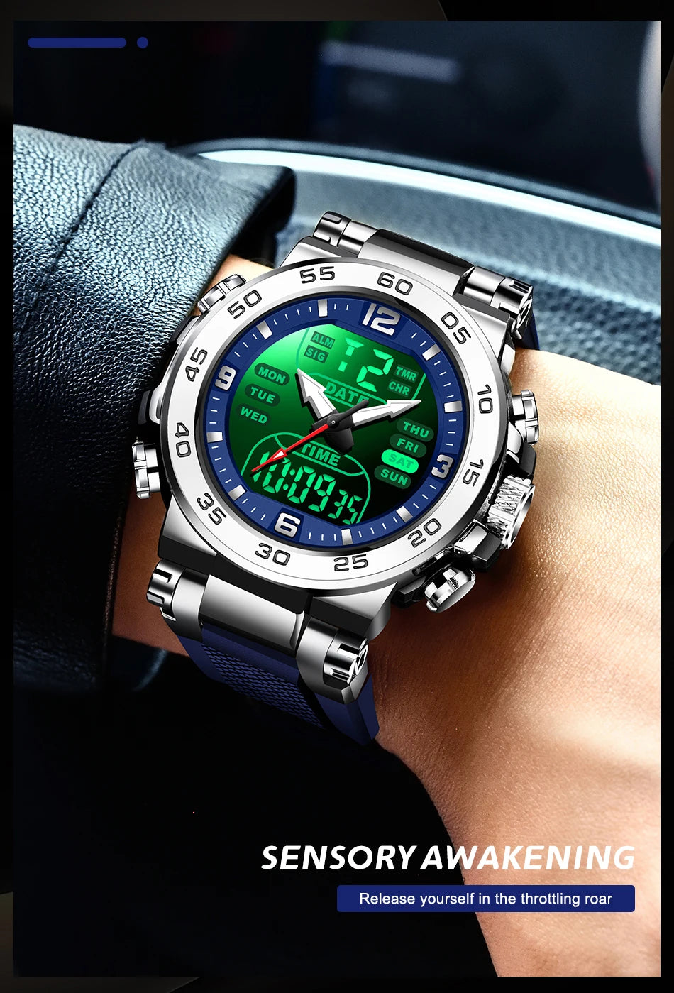 Relojes FOXBOX para hombre, marca superior, reloj de pulsera analógico digital de cuarzo de lujo para hombre, reloj luminoso con pantalla de doble horario resistente al agua para hombre