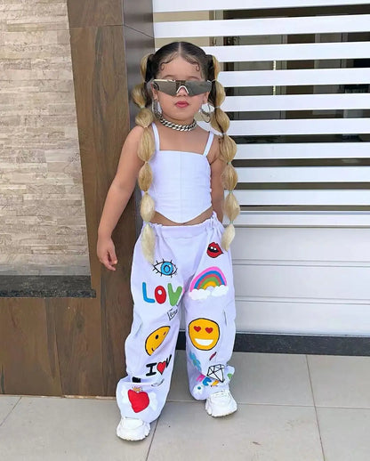 Ropa para niños, conjunto de 2 piezas para niña, top de tirantes y pantalones largos de verano, moda para niñas de 3, 4, 5, 6, 7 y 8 años