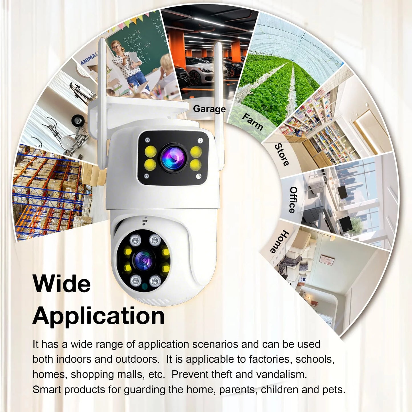 Cámara de seguridad exterior Tuya WiFi PTZ de 10 MP con doble lente, pantalla dual 4K, seguimiento automático y monitoreo de videovigilancia.