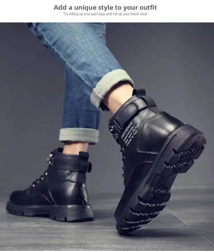 Botas de hombre de piel suave con forro interior, informales, para otoño e invierno, de alta calidad, versátiles, cómodas y que combinan con todo.