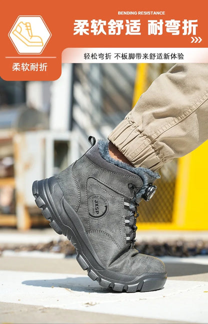 Botas altas unisex antigolpes y antipinchazos con puntera de acero más ancha, cierre de Kevlar, elástico y aptas para otoño e invierno. Fabricadas con Kevlar estándar europeo.