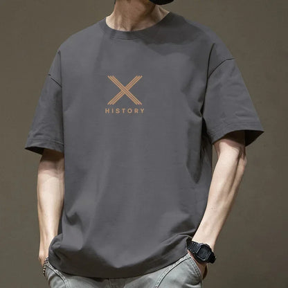 Camiseta de manga corta para hombre tendencia de verano 100% algodón con media manga americana 2025 nueva camiseta casual estilo Hong Kong T
