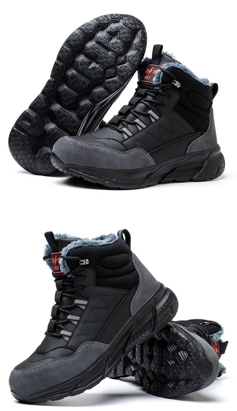 Zapatos de seguridad para electricistas, aislantes de 6 kV, antiaplastamiento y antiperforación, calzado de seguridad para hombres, para obras de construcción, zapatos de algodón.