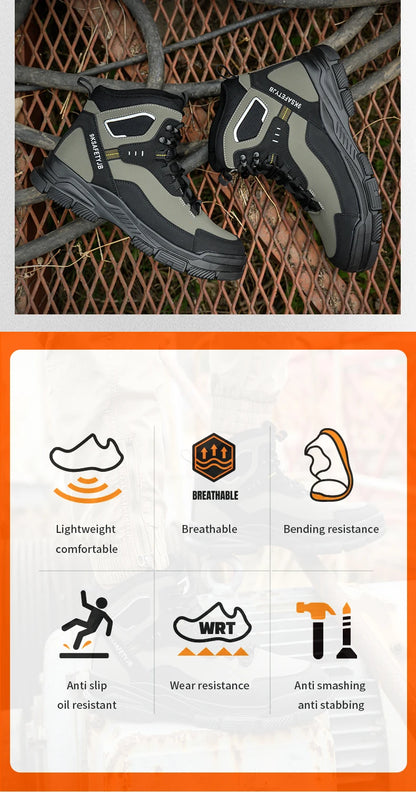Zapatos de seguridad de alta calidad para hombre, zapatos de trabajo con puntera de acero, botas de seguridad para hombre y mujer, botas de trabajo anti-aplastamiento, botas de trabajo indestructibles.