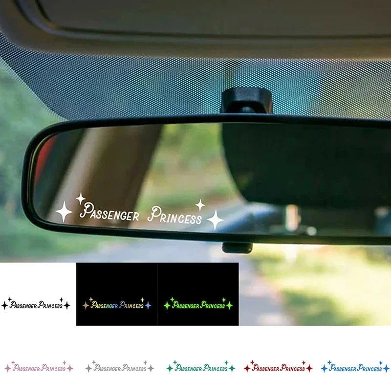 2 piezas de accesorios para el interior del automóvil, calcomanías creativas para espejo retrovisor de princesa, calcomanías de vinilo divertidas para decoración del coche