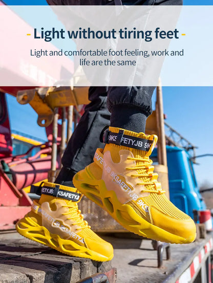 Zapatos de seguridad con puntera de acero para hombre y mujer, botas de trabajo ligeras, transpirables y cómodas, zapatillas de seguridad para la construcción industrial, botas para hombre.