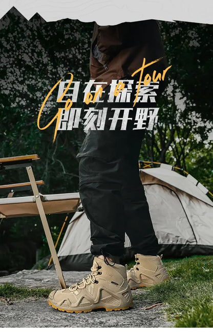 Botas tácticas para hombre con correas para entrenamiento de combate, impermeables, transpirables, ideales para senderismo y uso multifuncional en motocicleta.