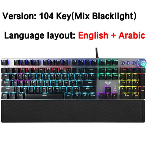 Teclado mecánico para juegos AULA F2088 de 104 teclas con cable, retroiluminado, de metal, anti-efecto fantasma, inglés, hebreo, ruso, español, árabe y coreano.