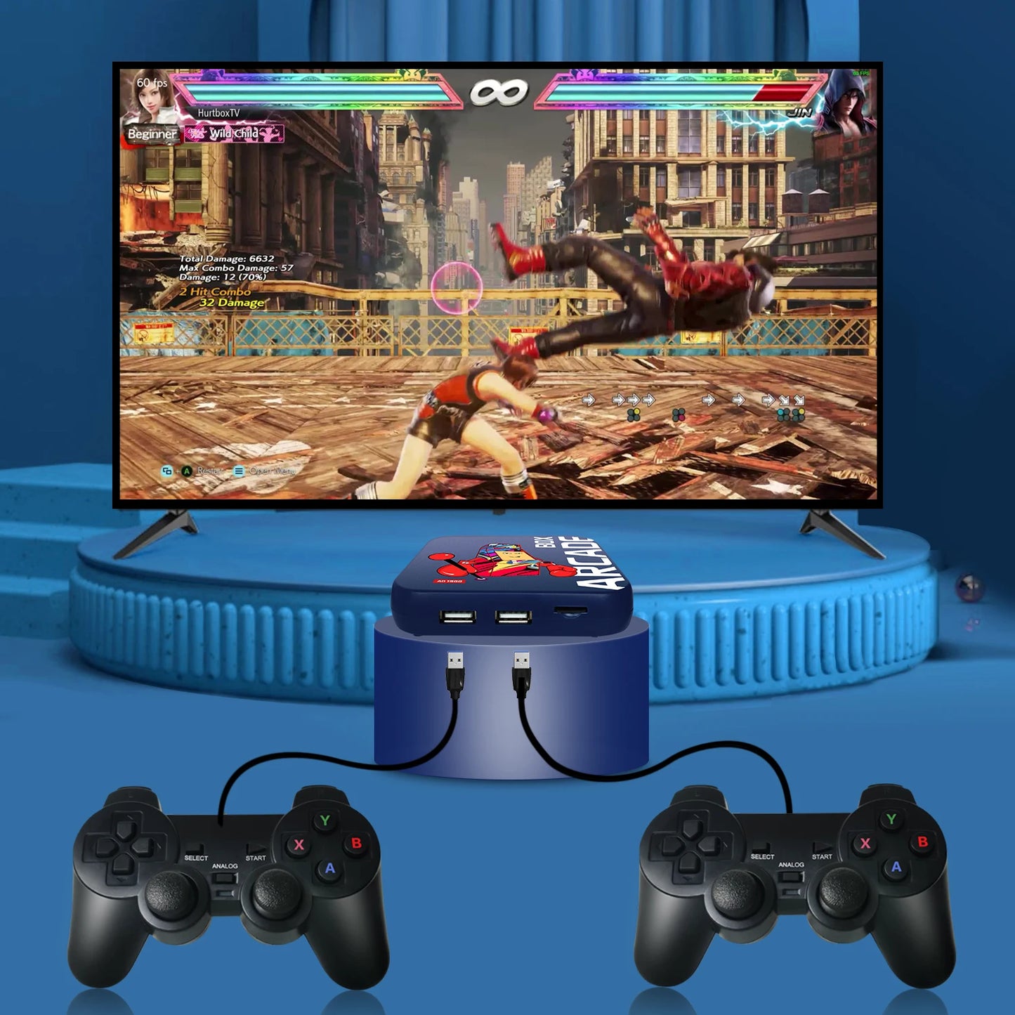 Consola de videojuegos Arcade Box para PS1/DC/N64 con más de 50 000 juegos, Plug and Play, pantalla 4K HD y emulador.