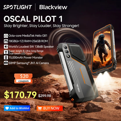 [Estreno mundial] Blackview OSCAL PILOT 1: Teléfono resistente, smartphone de 6 GB y 256 GB, pantalla HD+ de 6,67", batería de 15000 mAh y NFC.
