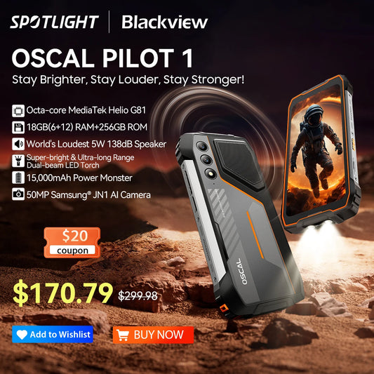[Estreno mundial] Blackview OSCAL PILOT 1: Teléfono resistente, smartphone de 6 GB y 256 GB, pantalla HD+ de 6,67", batería de 15000 mAh y NFC.