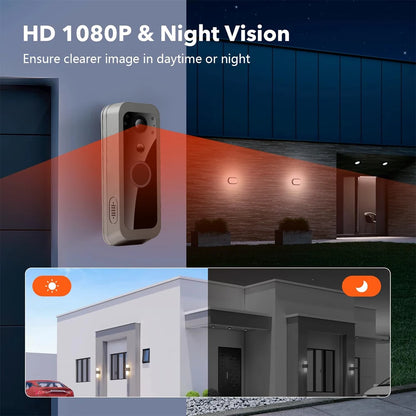 Yuezhe Tuya Smart Life WiFi Video Doorbell PIR Camera 2MP Outdoor Waterproof Wireless Door Security Intercom System 5' Monitor