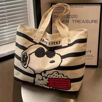 Bolso de lona de gran capacidad con diseño de Snoopy de Disney para estudiantes, ideal para guardar libros, ideal para mamás.