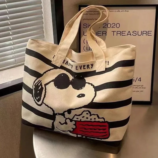 Bolso de lona de gran capacidad con diseño de Snoopy de Disney para estudiantes, ideal para guardar libros, ideal para mamás.