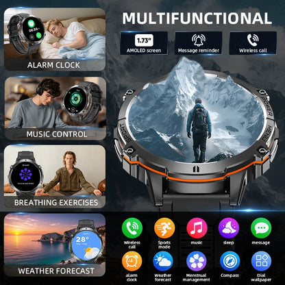 Reloj inteligente LIGE para hombre, con batería de 900 mAh, Bluetooth, llamadas, frecuencia cardíaca, oxígeno en sangre, brújula, monitor de salud, resistente al agua