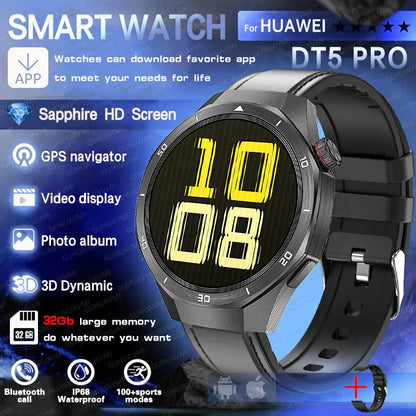 Reloj inteligente HUAWEI DT5 Pro con memoria de 32 GB, música local, llamadas Bluetooth, rastreador GPS, brújula, menú 3D, Bluetooth, para hombres y mujeres (2025)