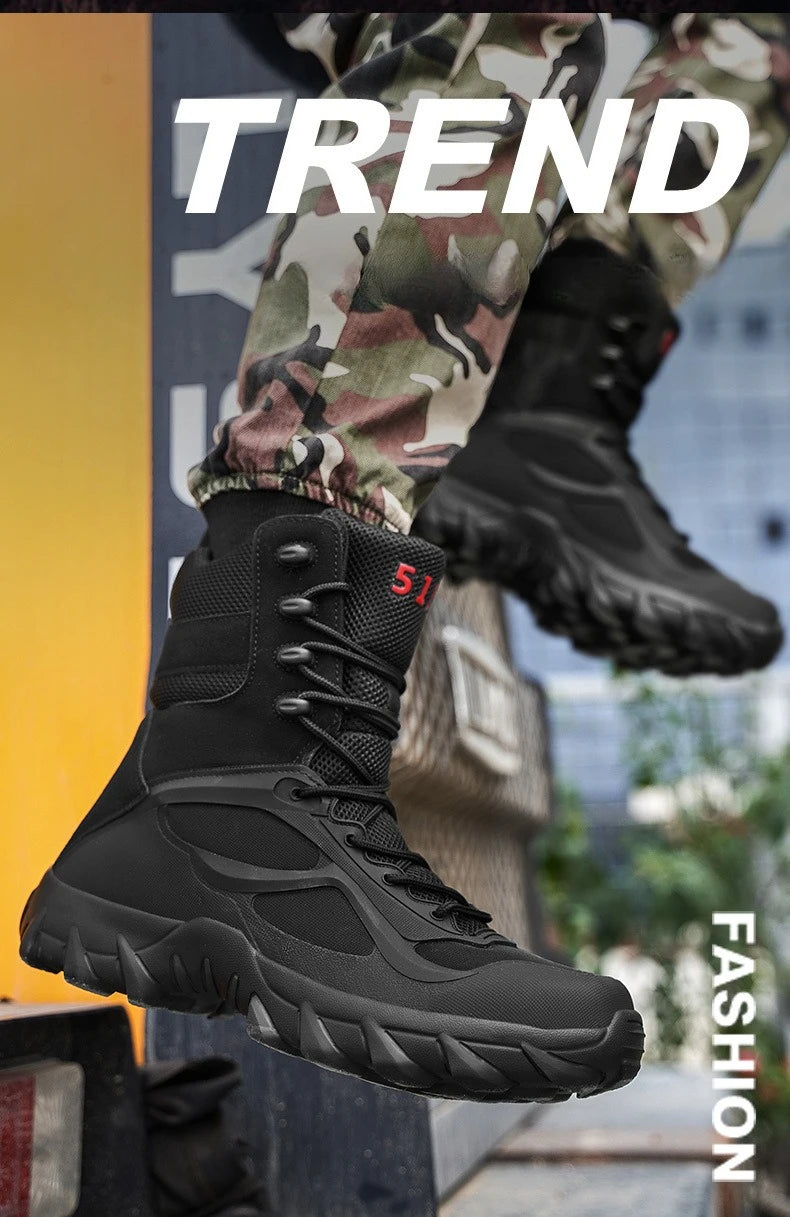 Botas de desierto para hombre, botas tácticas antideslizantes para exteriores, botines de plataforma de alta calidad, resistentes al desgaste, transpirables, ideales para senderismo.